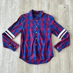 Mens G by Guess Blue/Red Plaid Button Up Shirt - M